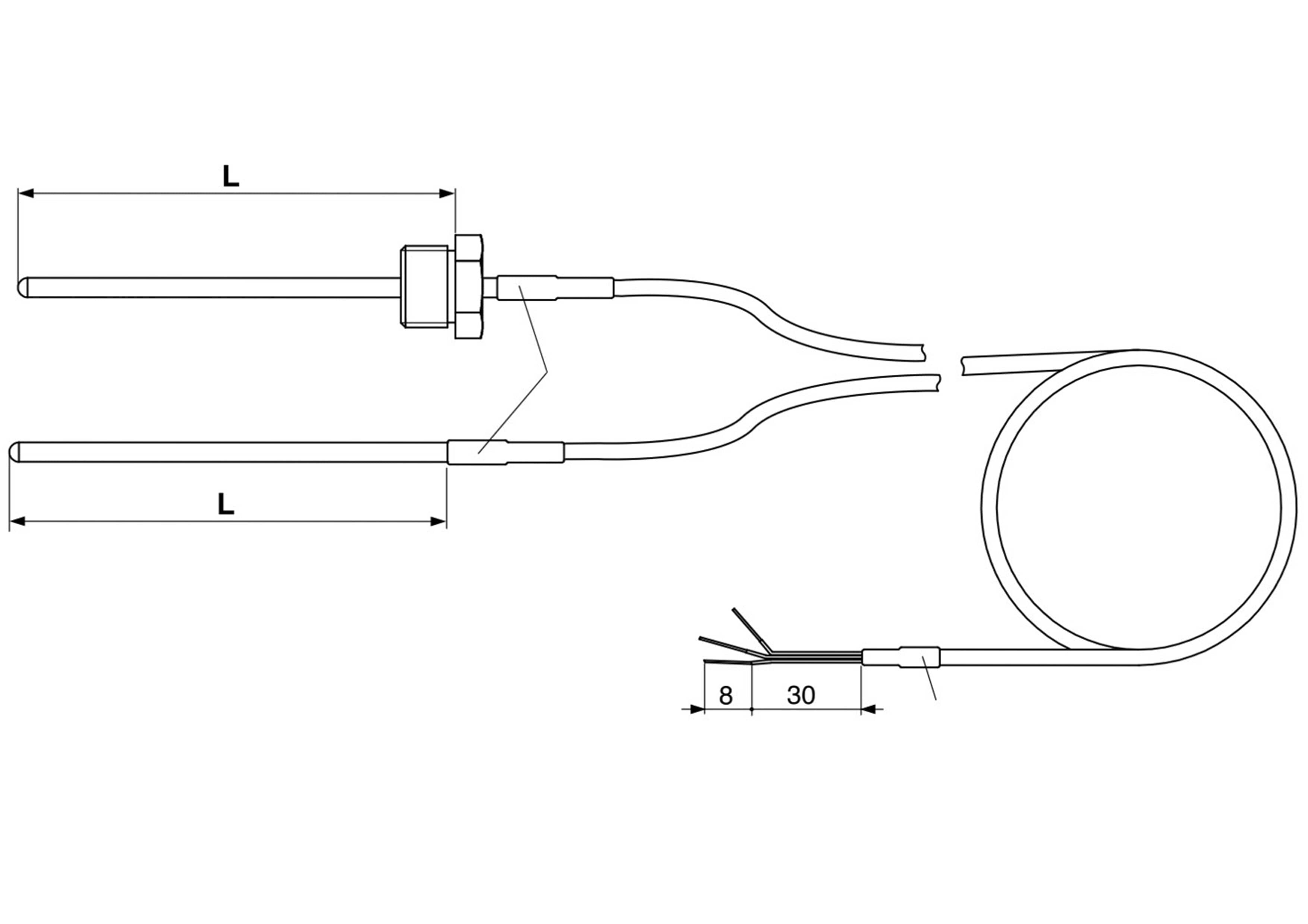 Plan de la sonde E1 E3 Sortie fils