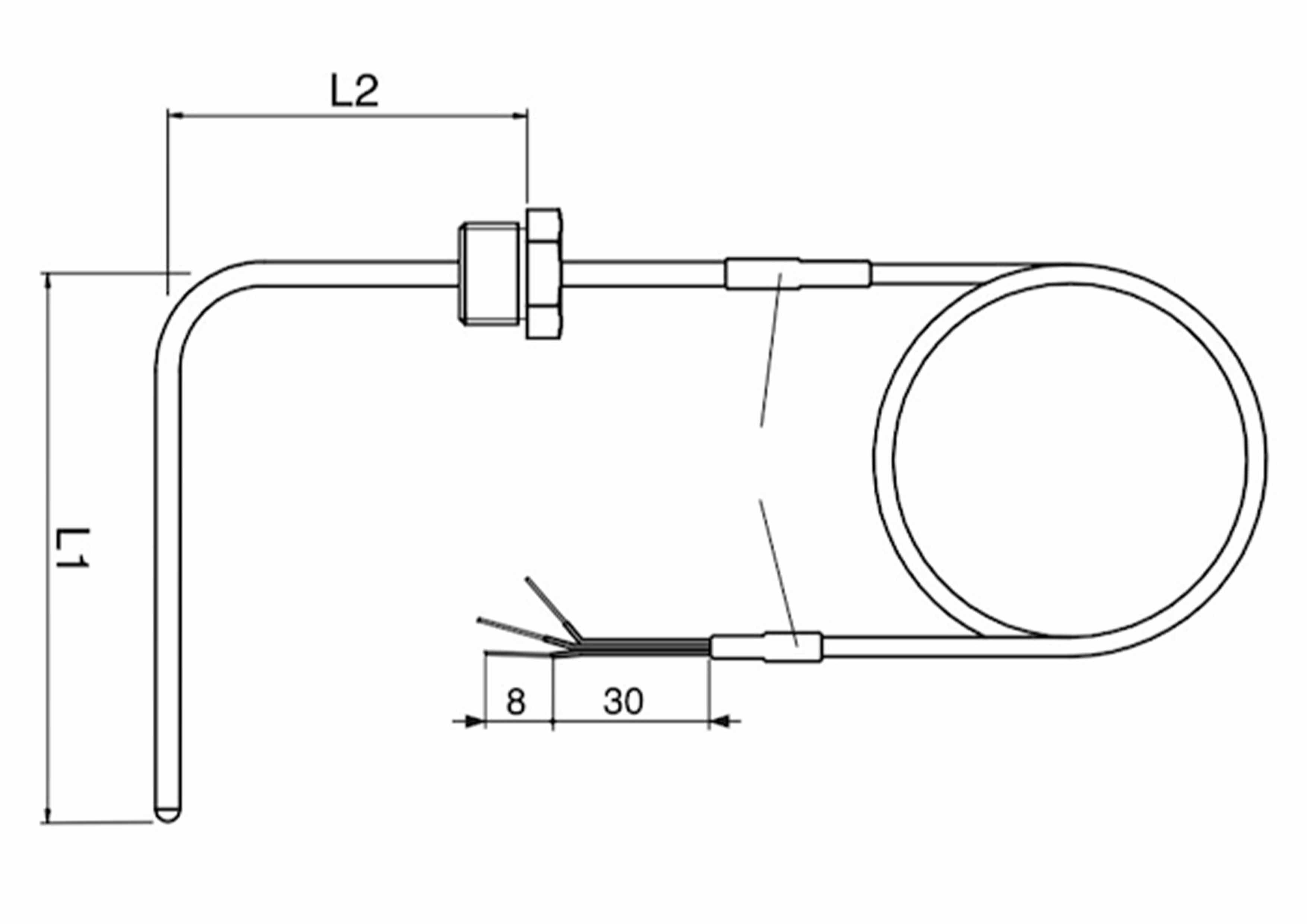 Plan de la sonde TC E1 E3 Coudée