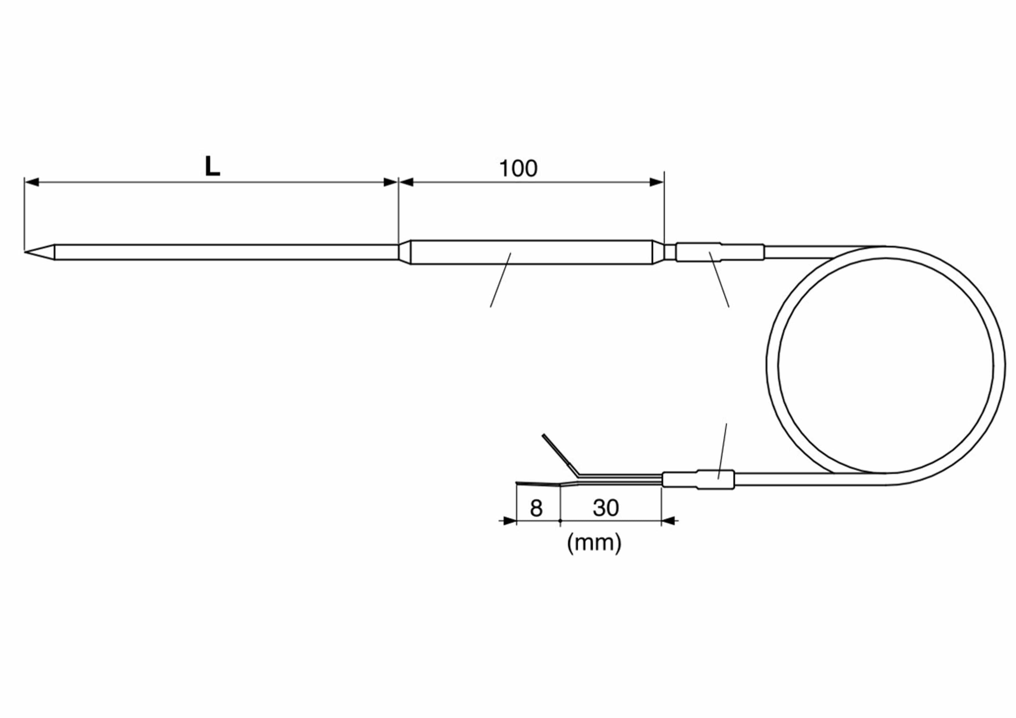 Plan de la sonde TC E16 E17 Sonde à piquer