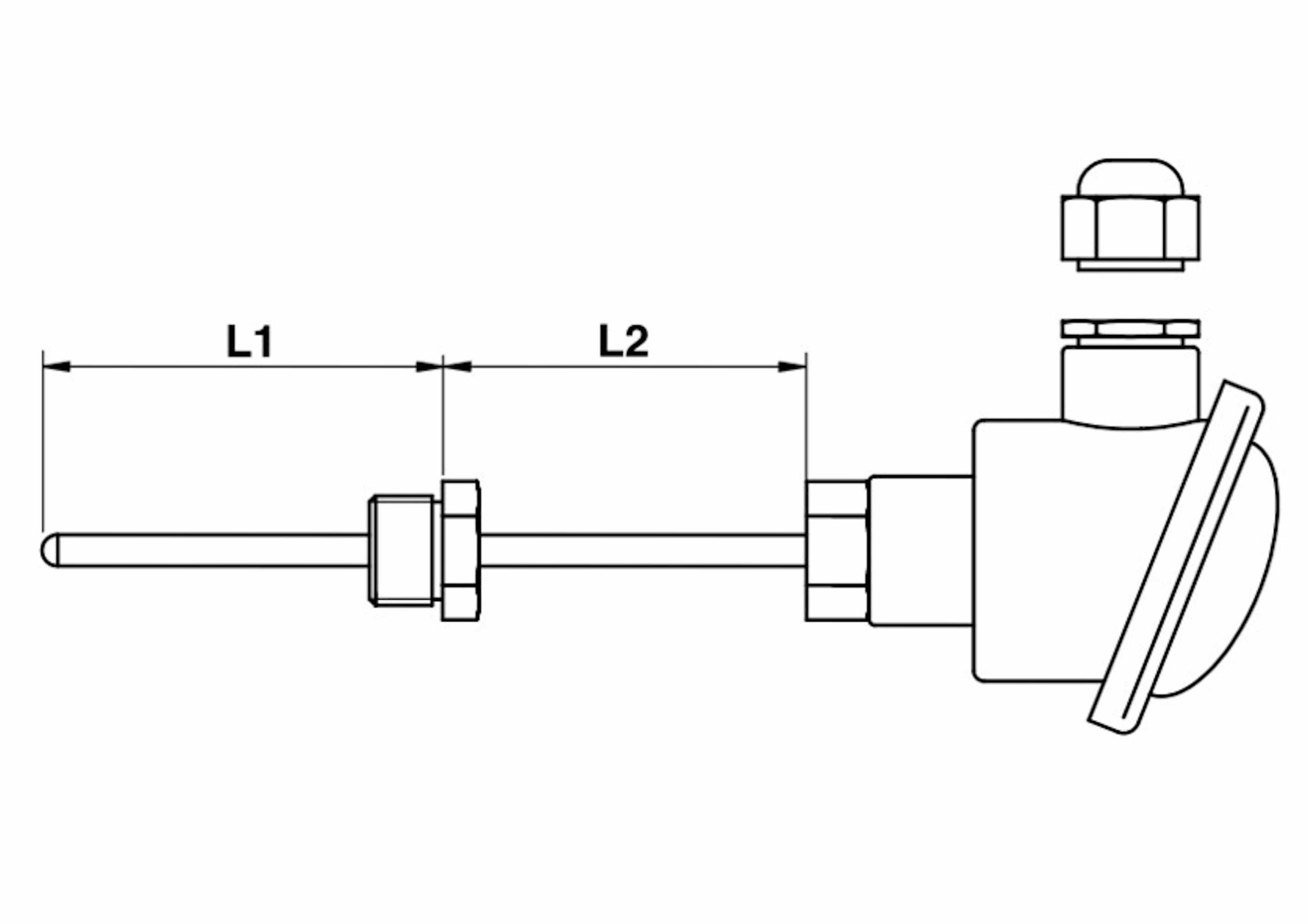 Plan de la sonde TC E6 raccord déporté